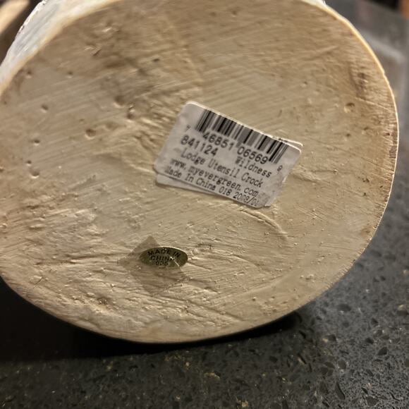 Rustic Lodge Utensil Crock made By Evergreen With Pine Cone And Wilderness Theme - Picture 12 of 12